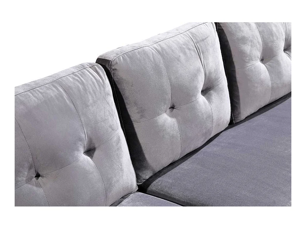 Sofa + Puf Convertible en Chaise Longue 184x131 cm 3 plazas color gris