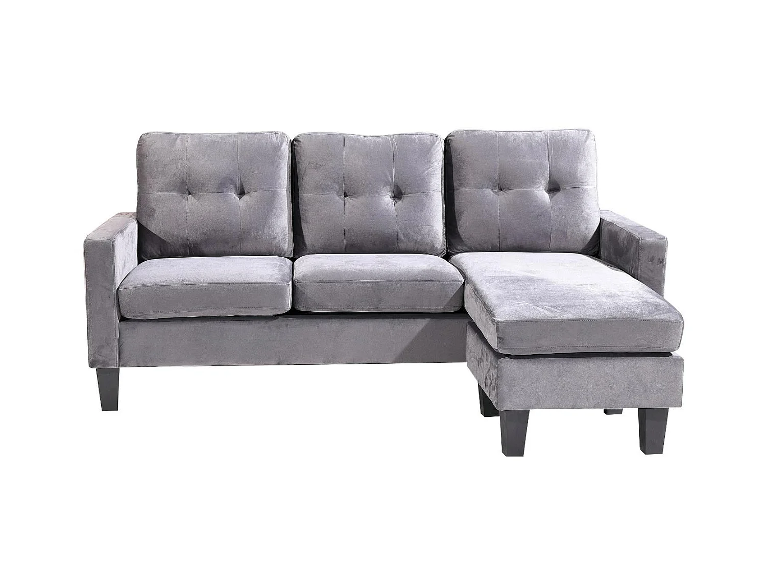 Sofa + Puf Convertible en Chaise Longue 184x131 cm 3 plazas color gris