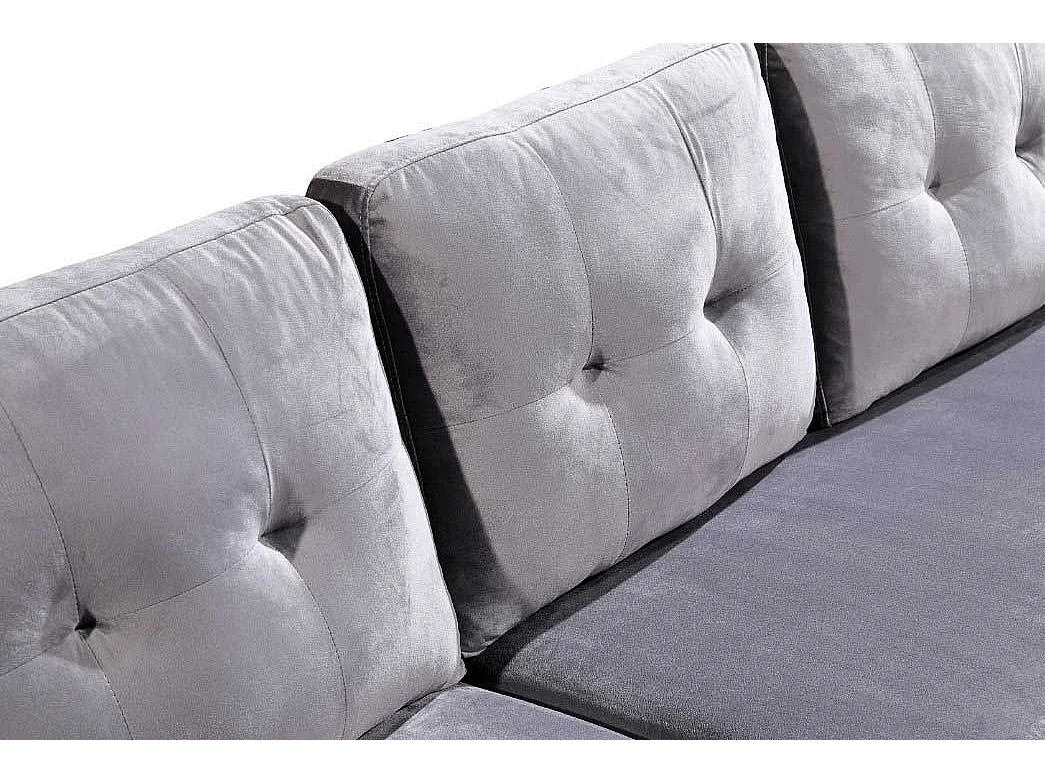 Sofa + Puf Convertible en Chaise Longue 184x131 cm 3 plazas color gris