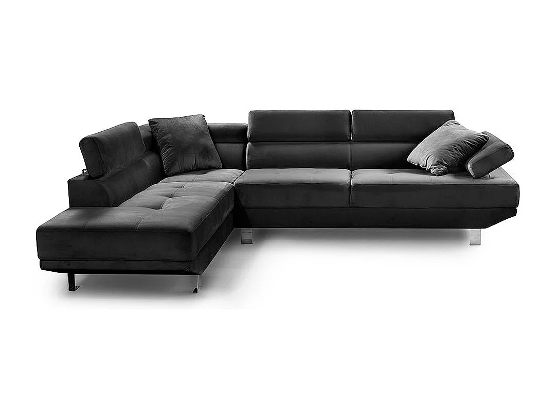 Sofa Chaise Longue Rinconera Daniela 262cm Negro, Chaise Izquierdo