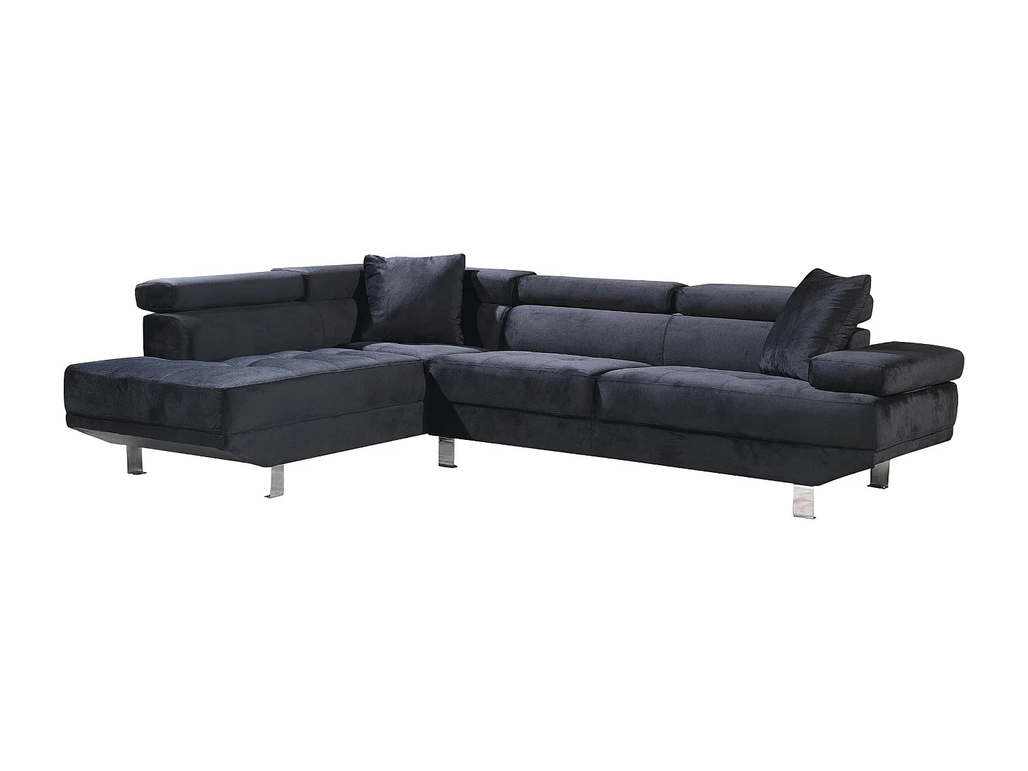 Sofa Chaise Longue Rinconera Daniela 262cm Negro, Chaise Izquierdo