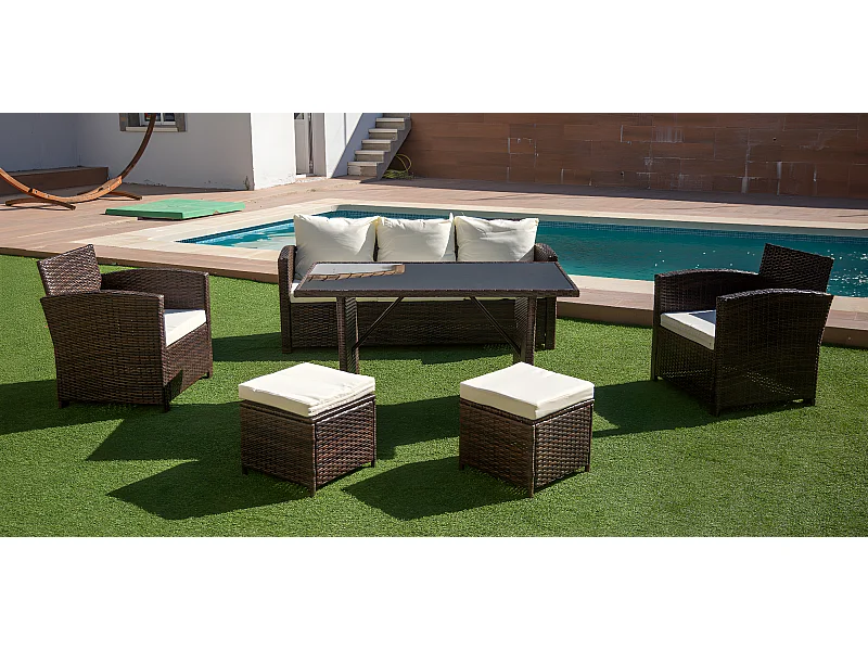 Sofa rinconera exterior terraza SFS020 color brown