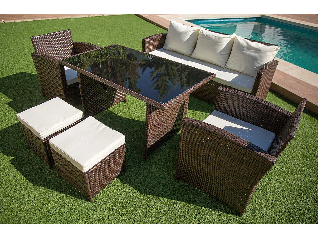 Sofá de canto externo com terraço SFS020 cor marrom