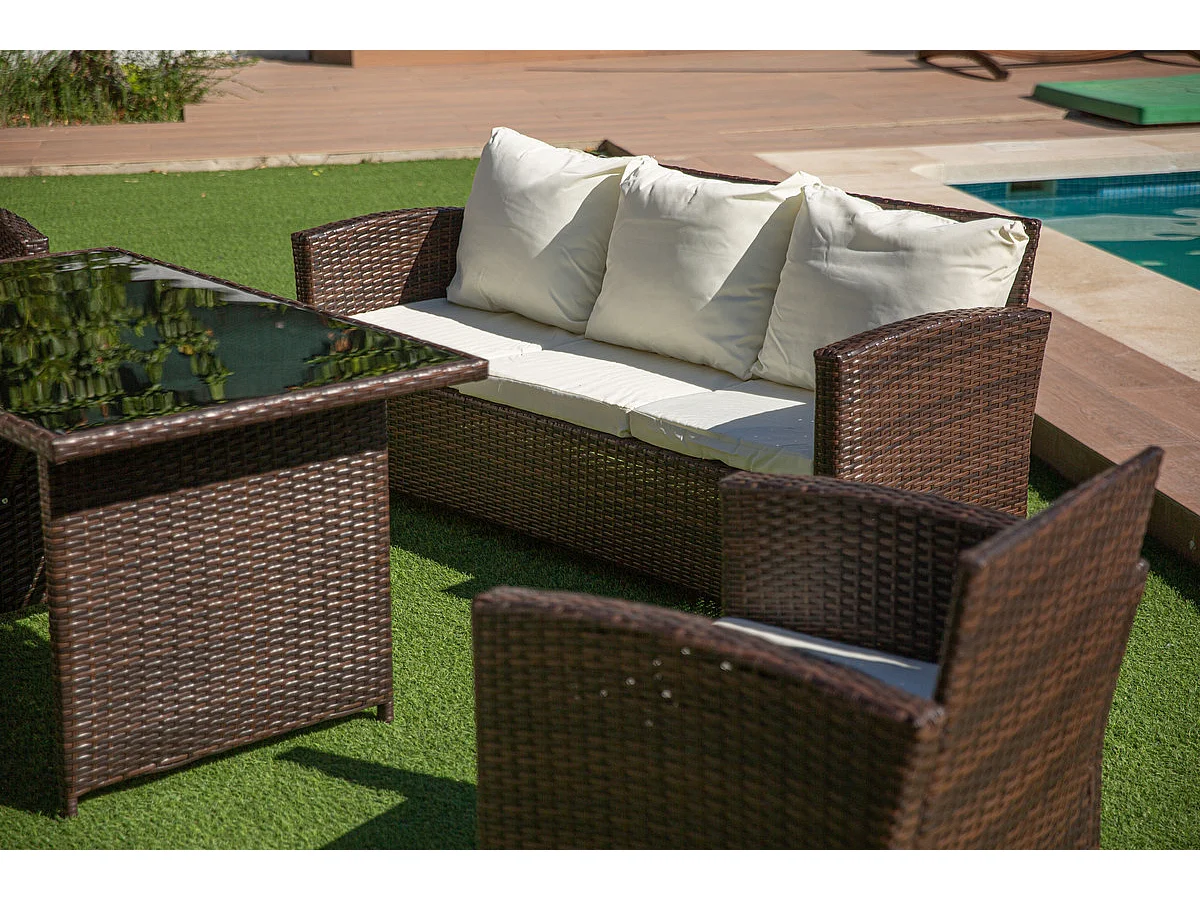 Sofá de canto externo com terraço SFS020 cor marrom