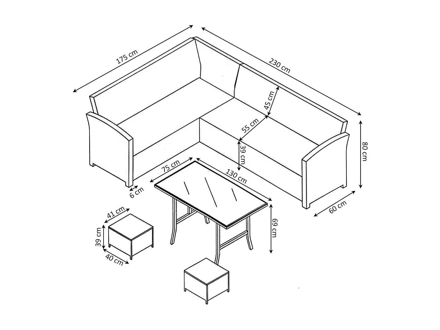Sofá de canto externo com terraço SFS019 marrom