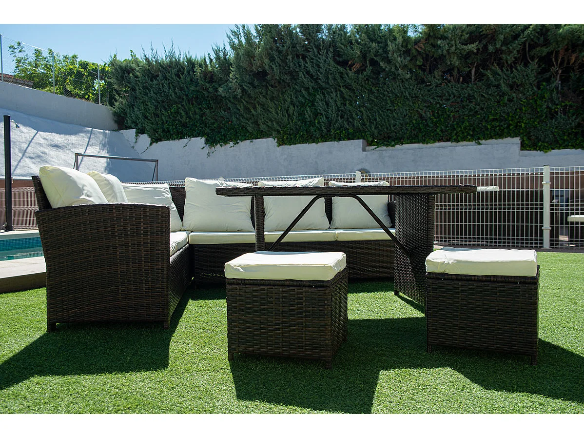 Sofá de canto externo com terraço SFS019 marrom