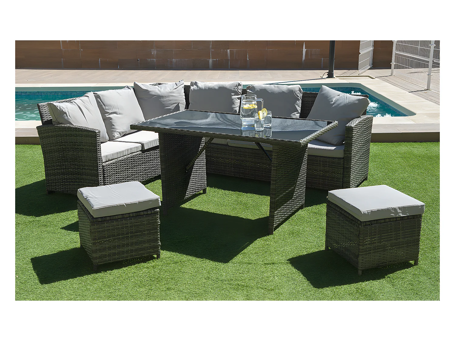 Sofa rinconera exterior terraza SFS019 color gris
