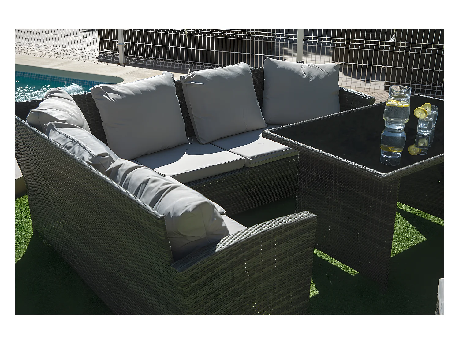 Sofa rinconera exterior terraza SFS019 color gris