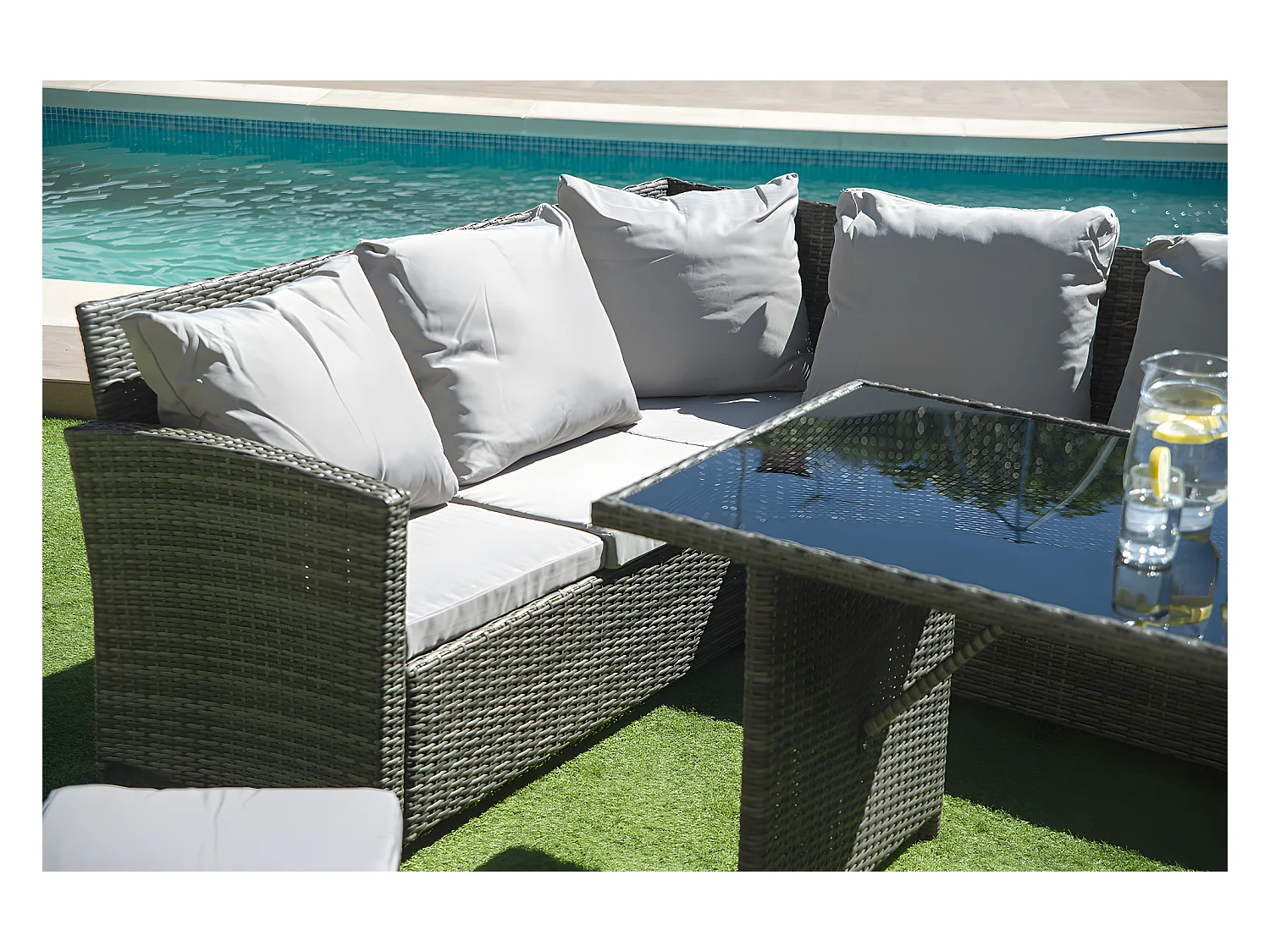 Sofa rinconera exterior terraza SFS019 color gris