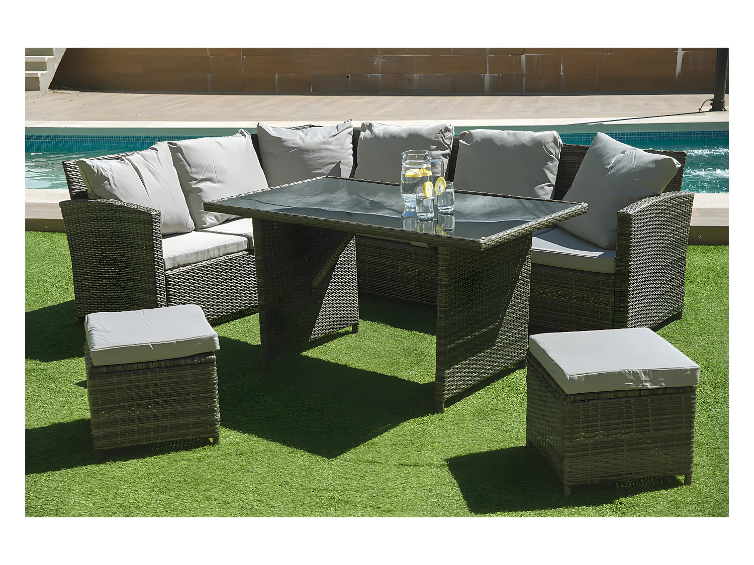 Sofa rinconera exterior terraza SFS019 color gris