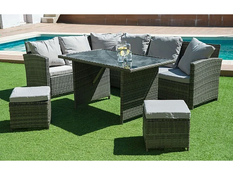 Sofá de canto externo com terraço SFS019 cor cinza