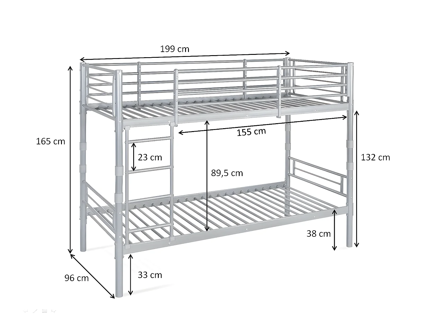 Oferta: Litera Metalica Doble Cama de 90x190 cm + 2 Colchones