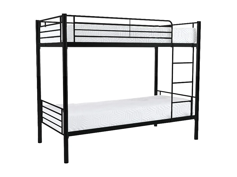 Litera Metalica Doble Cama 90cm AS-110 Negro + 2 Colchones (90x190 cm)