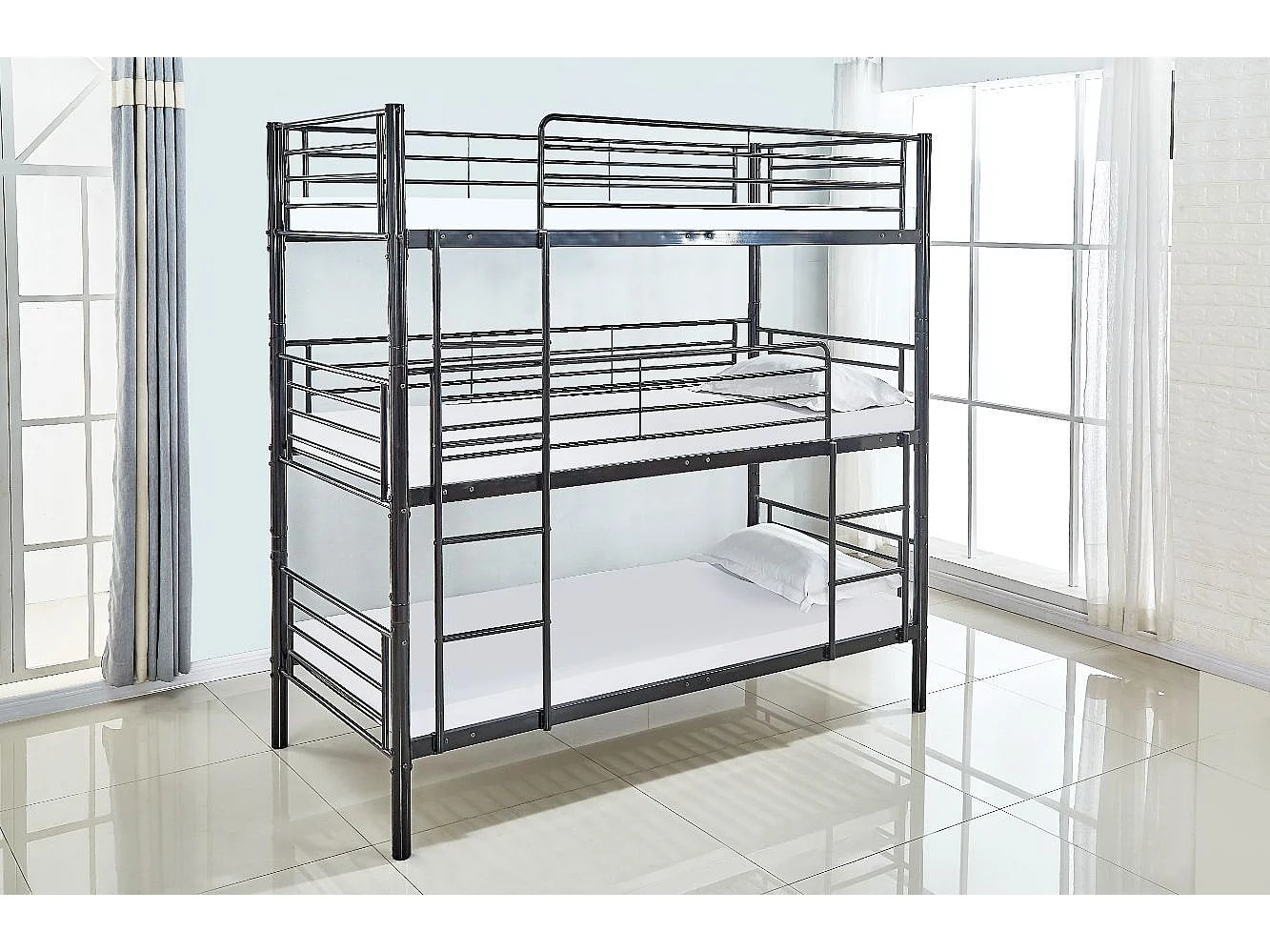 Litera Triple Metalica 90cm Blanco