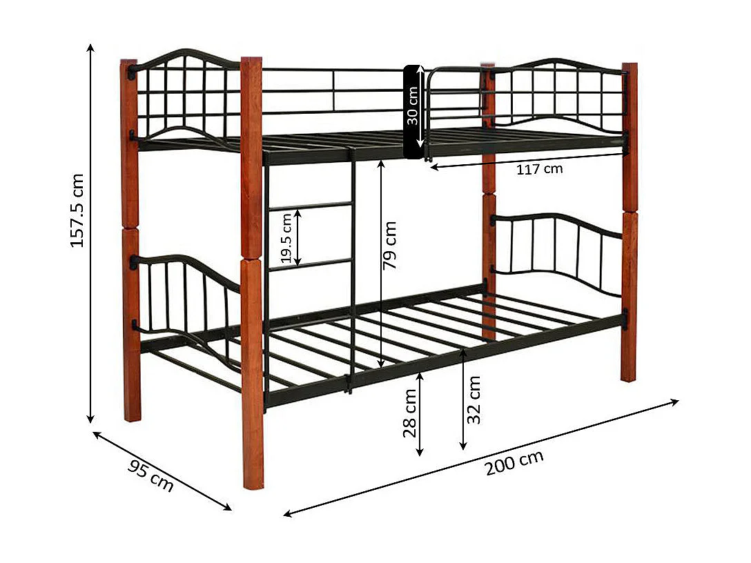 Beliche Duplo 90cm Madeira e Metal, Carvalho (90x190cm)