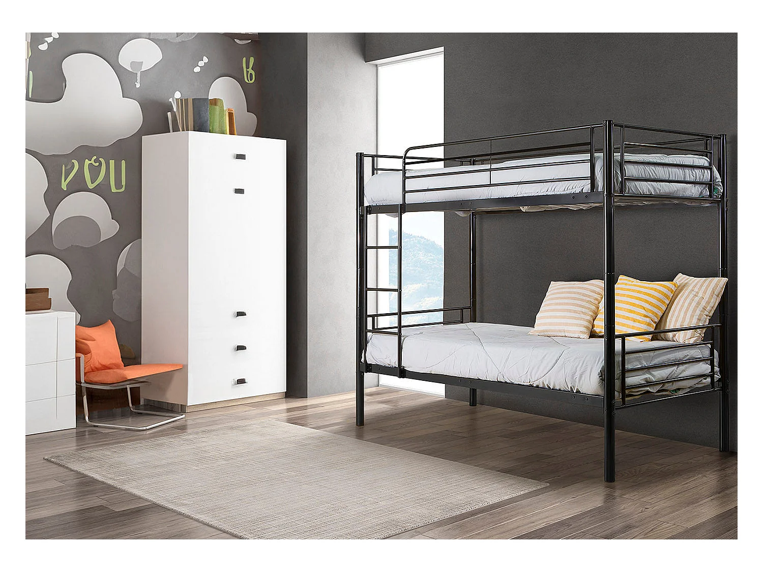 Oferta: Litera Metalica Doble Cama 90cm Gris + 2 Colchones