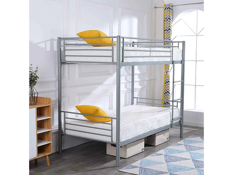 Oferta: Litera Metalica Doble Cama 90cm Gris + 2 Colchones