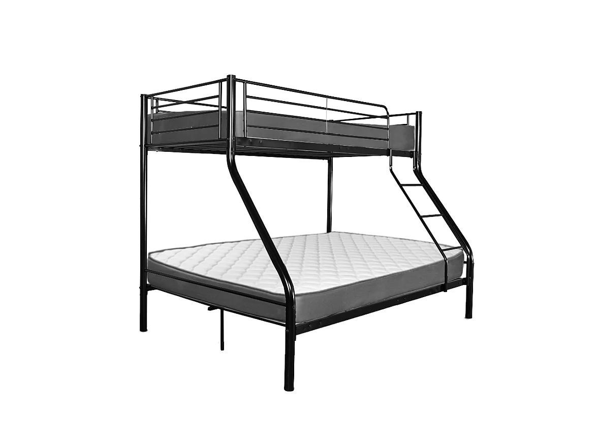 Beliche duplo e solteiro de metal para 3 pessoas, preto
