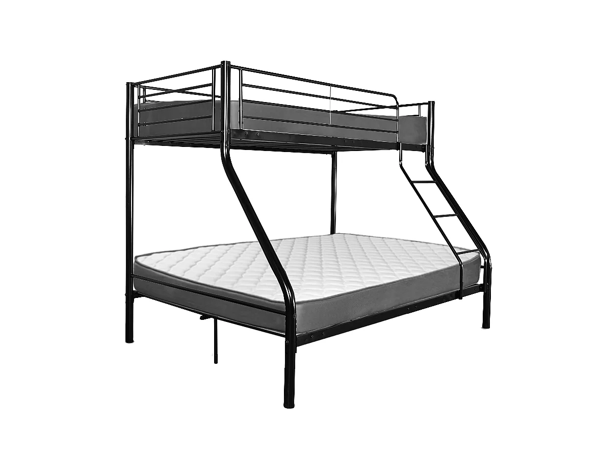 Litera matrimonial e individual metálica para 3 personas color negro