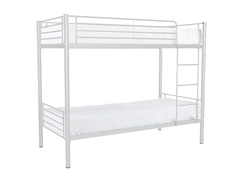 Litera Metalica Doble Cama 90cm AS-110 Blanco + 2 Colchones (90x190 cm)