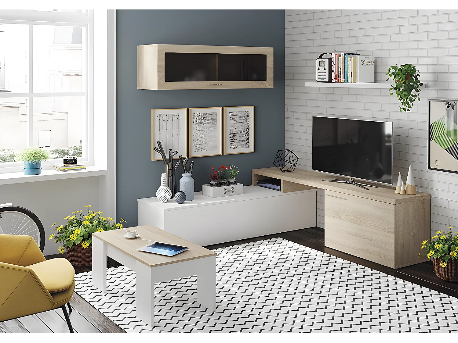 Mesa de centro elevable Elise blanco con cambria su combinación de funcionalidad y diseño ideal para su hogar