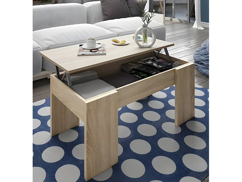 Mesa de centro elevable Elise cambria su combinación de funcionalidad y diseño ideal para su hogar