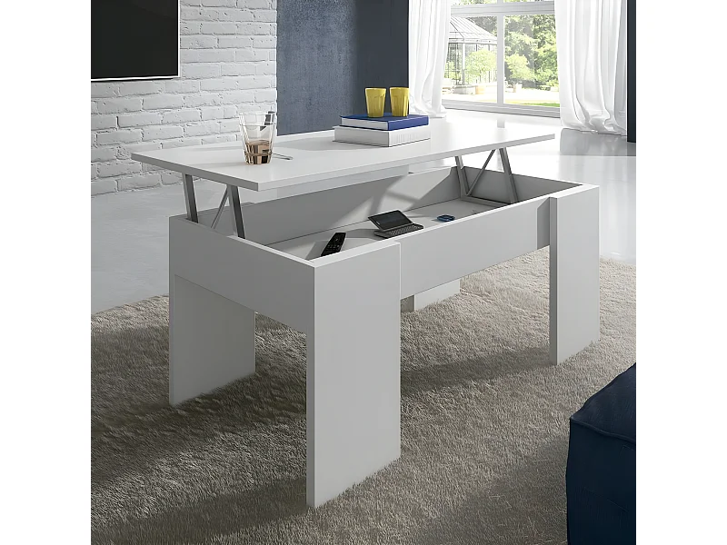 Mesa de centro elevatória Elise branca, sua combinação de funcionalidade e design ideal para sua casa