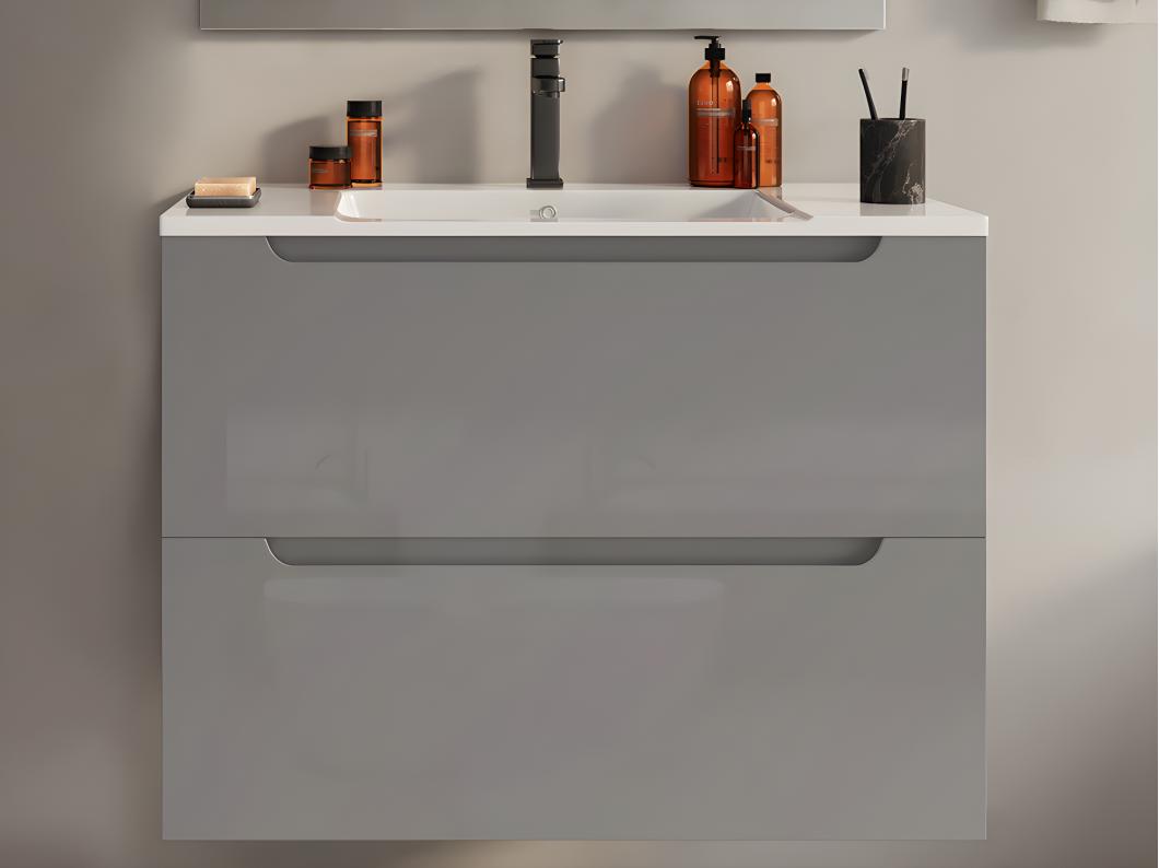 Hangmeubel onder enkele wastafel - Grijs - 80 cm - STEFANIE