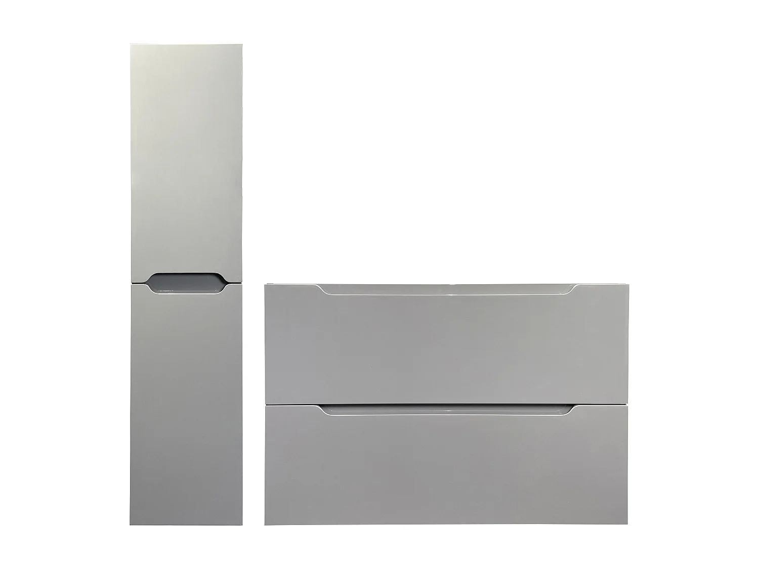 Meuble simple vasque suspendu avec colonne - Gris - 80 cm - STEFANIE