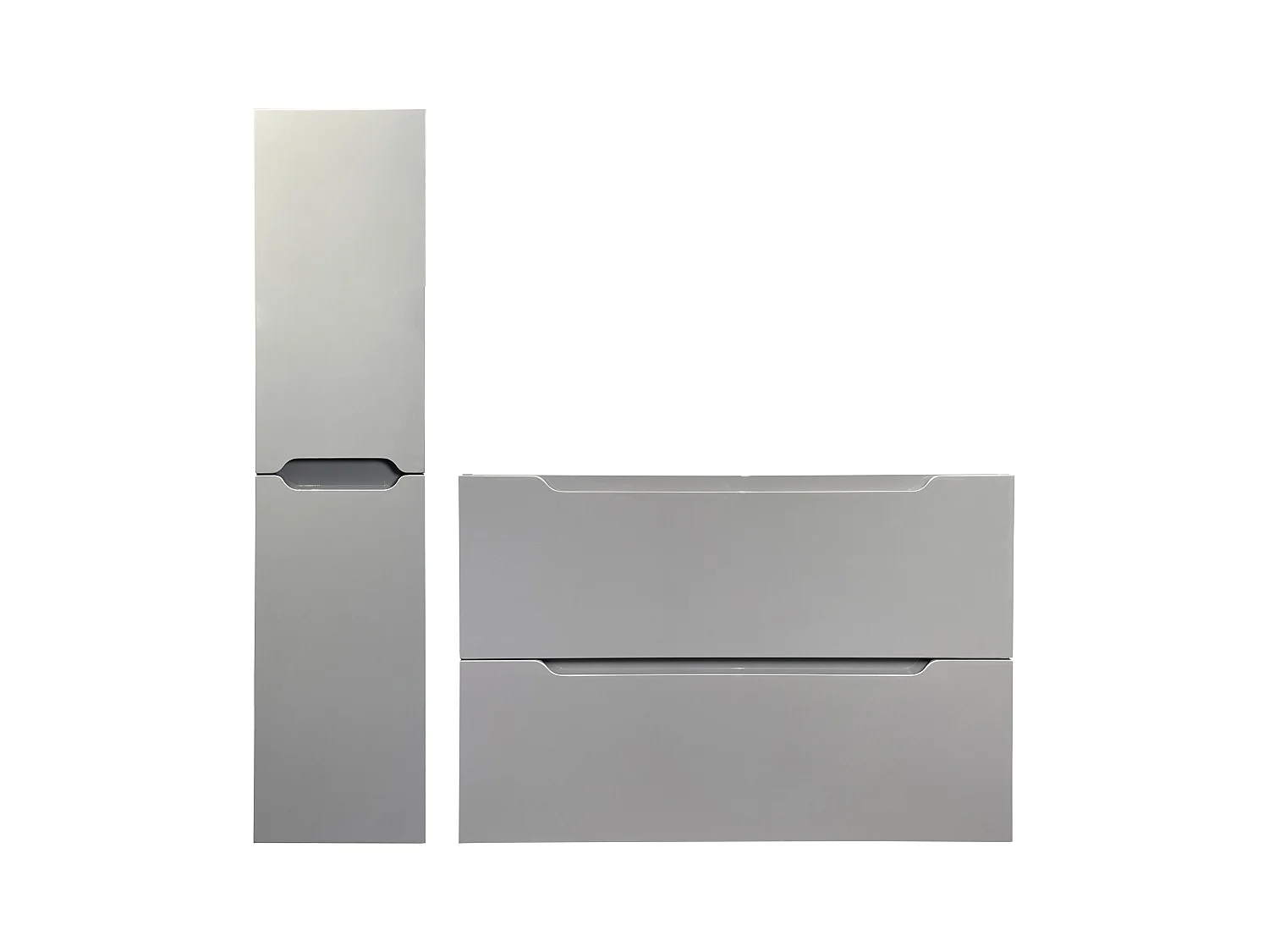 Hangmeubel enkele wastafel met kolom - Grijs - 80 cm - STEFANIE
