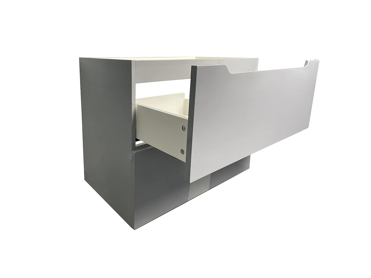 Hangmeubel enkele wastafel met kolom - Grijs - 80 cm - STEFANIE