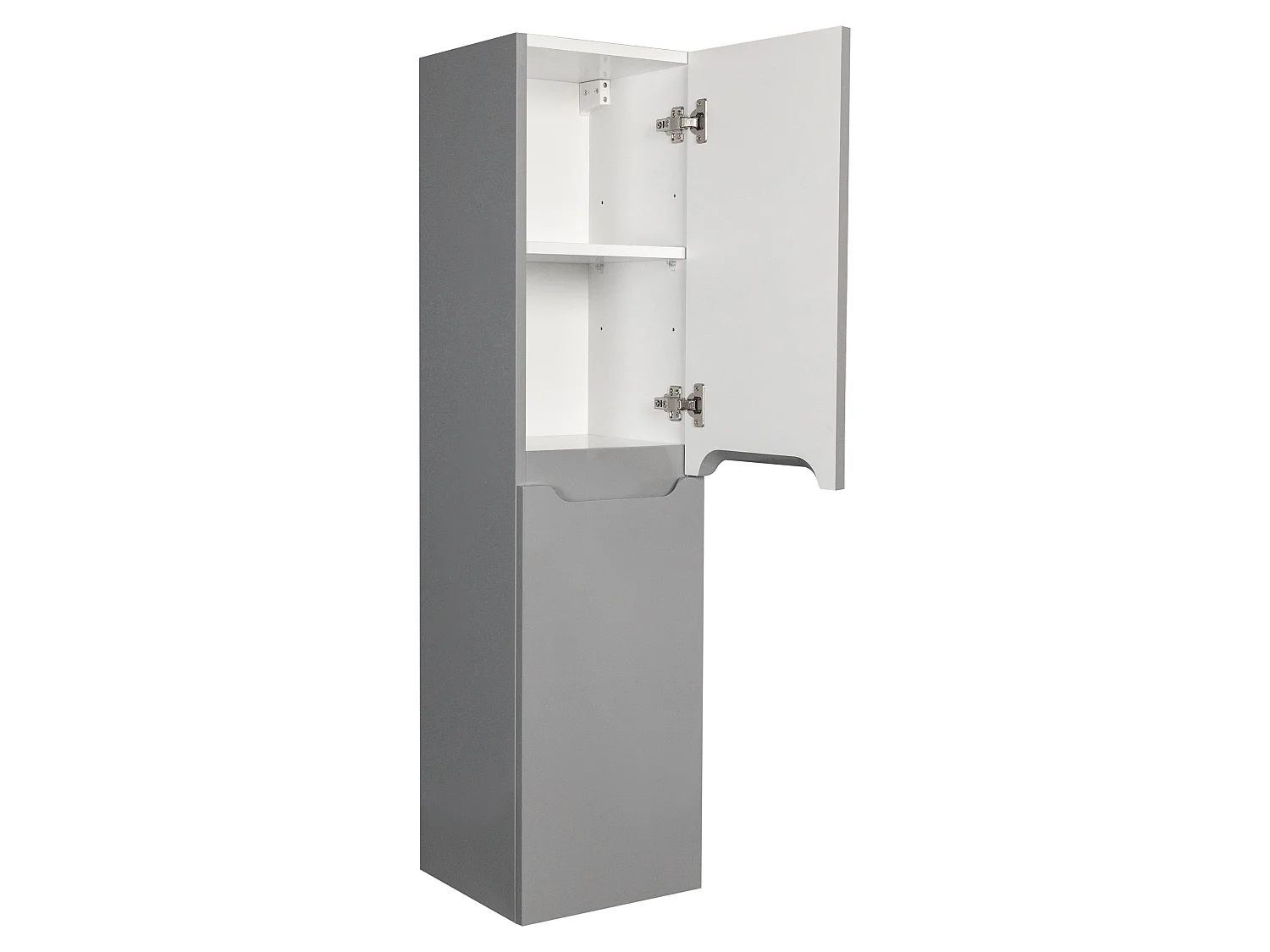 Mueble simple lavabo suspendido con columna - Gris - 80 cm - STEFANIE