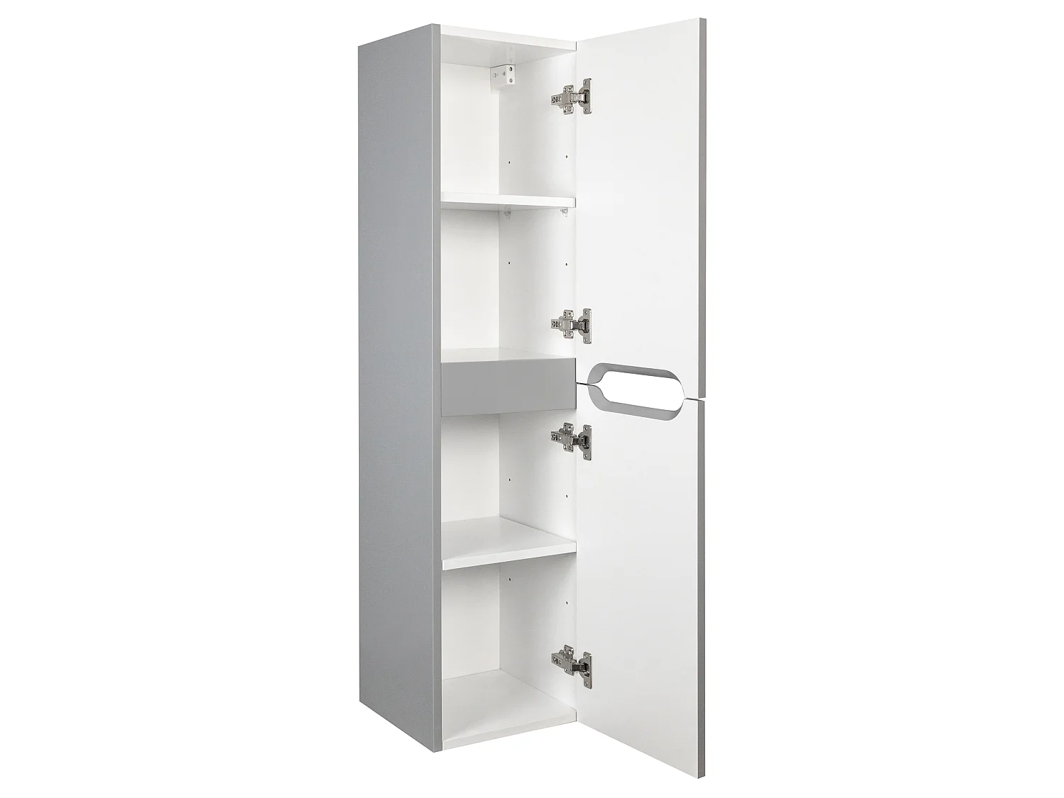 Mueble simple lavabo suspendido con columna - Gris - 80 cm - STEFANIE