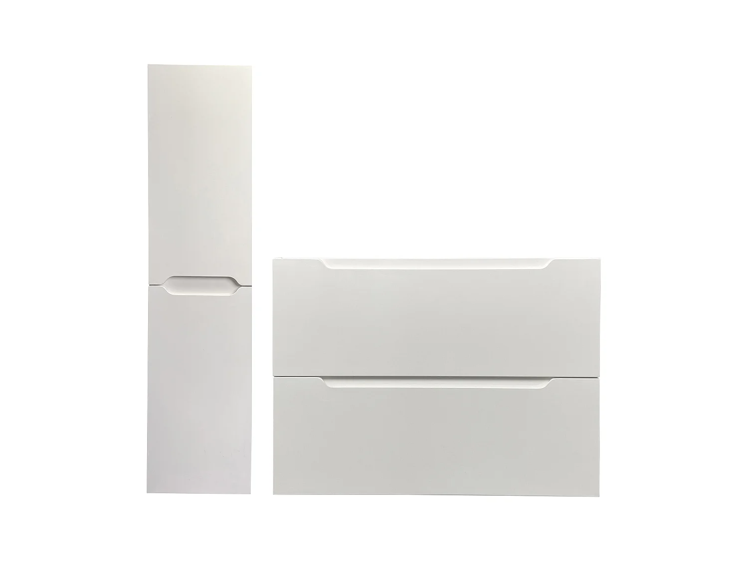 Meuble simple vasque suspendu avec colonne - Blanc - 80 cm - STEFANIE