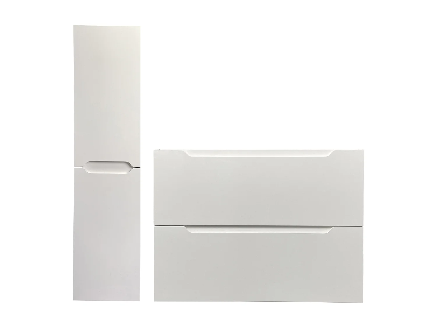 Meuble simple vasque suspendu avec colonne - Blanc - 80 cm - STEFANIE