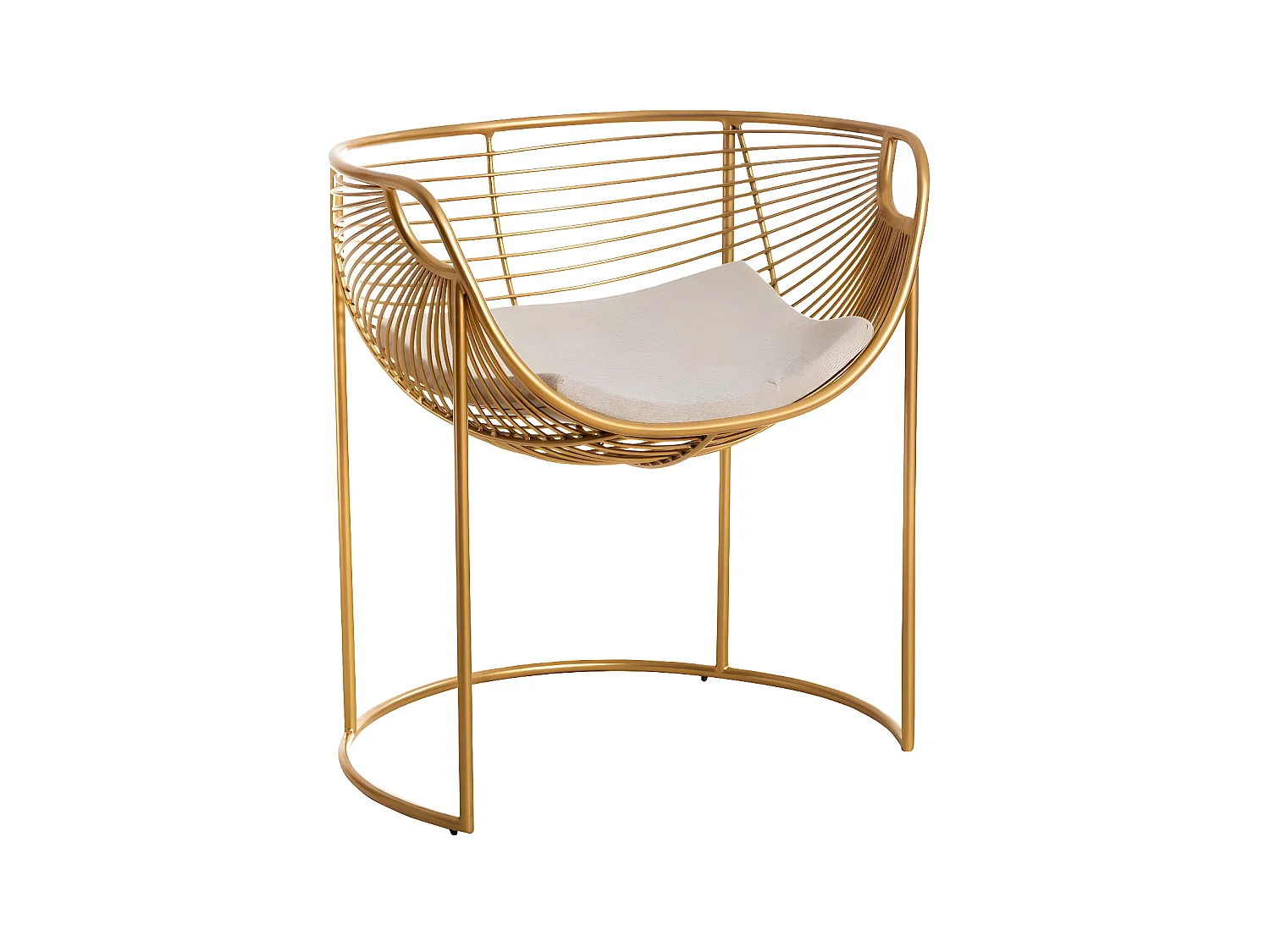 Sillón de diseño en metal dorado con cojín mullido
