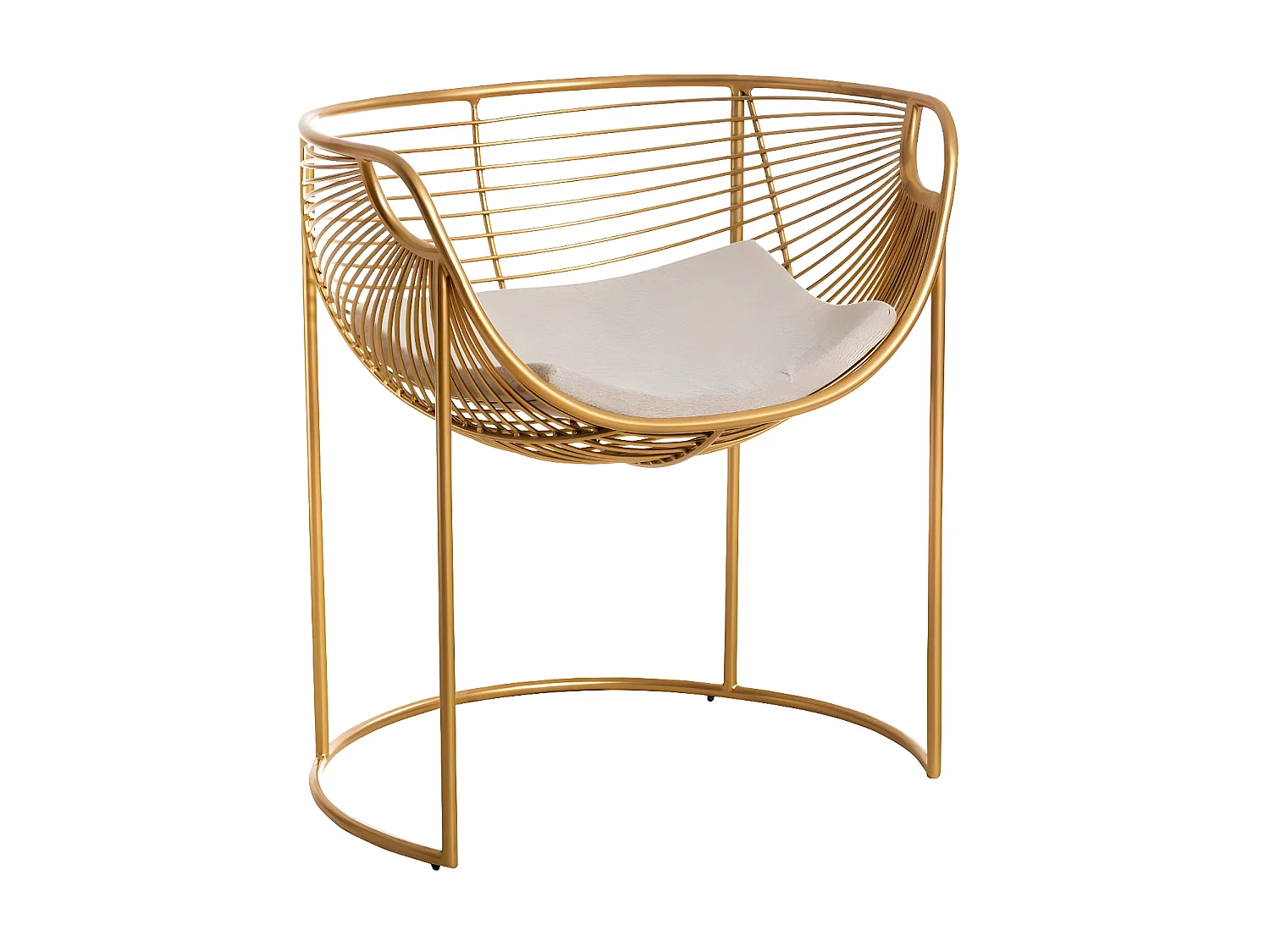 Sillón de diseño en metal dorado con cojín mullido