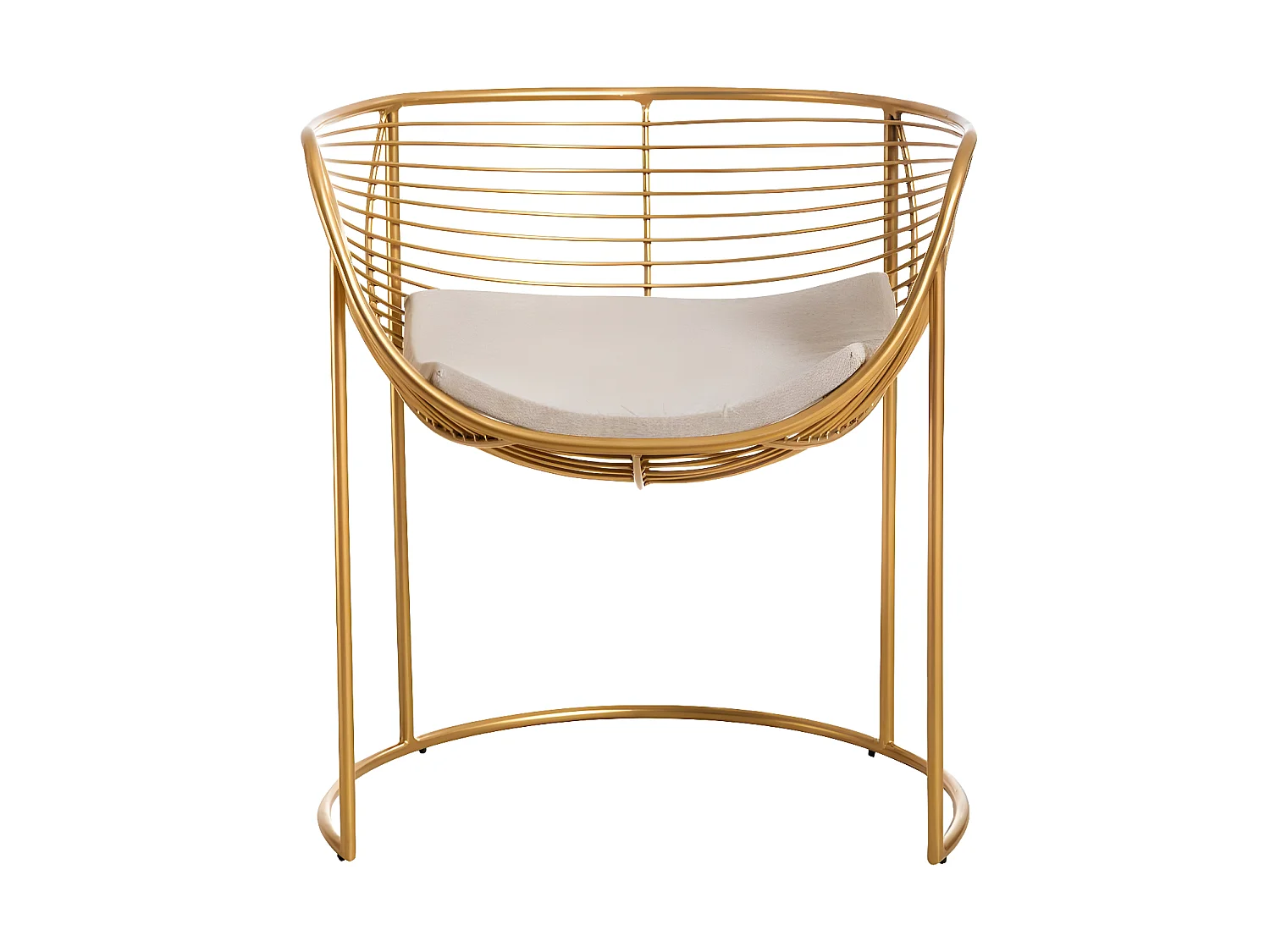 Sillón de diseño en metal dorado con cojín mullido