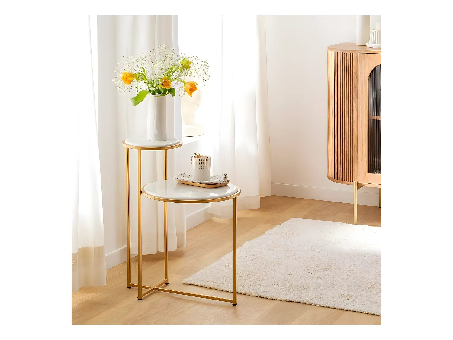 Bout de canapé en marbre Rosita