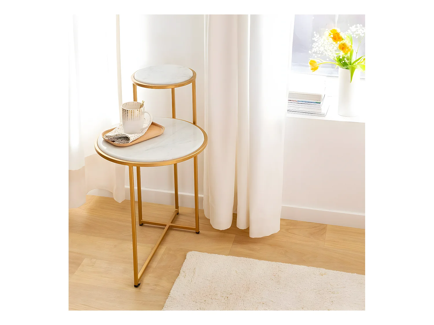 Bout de canapé en marbre Rosita