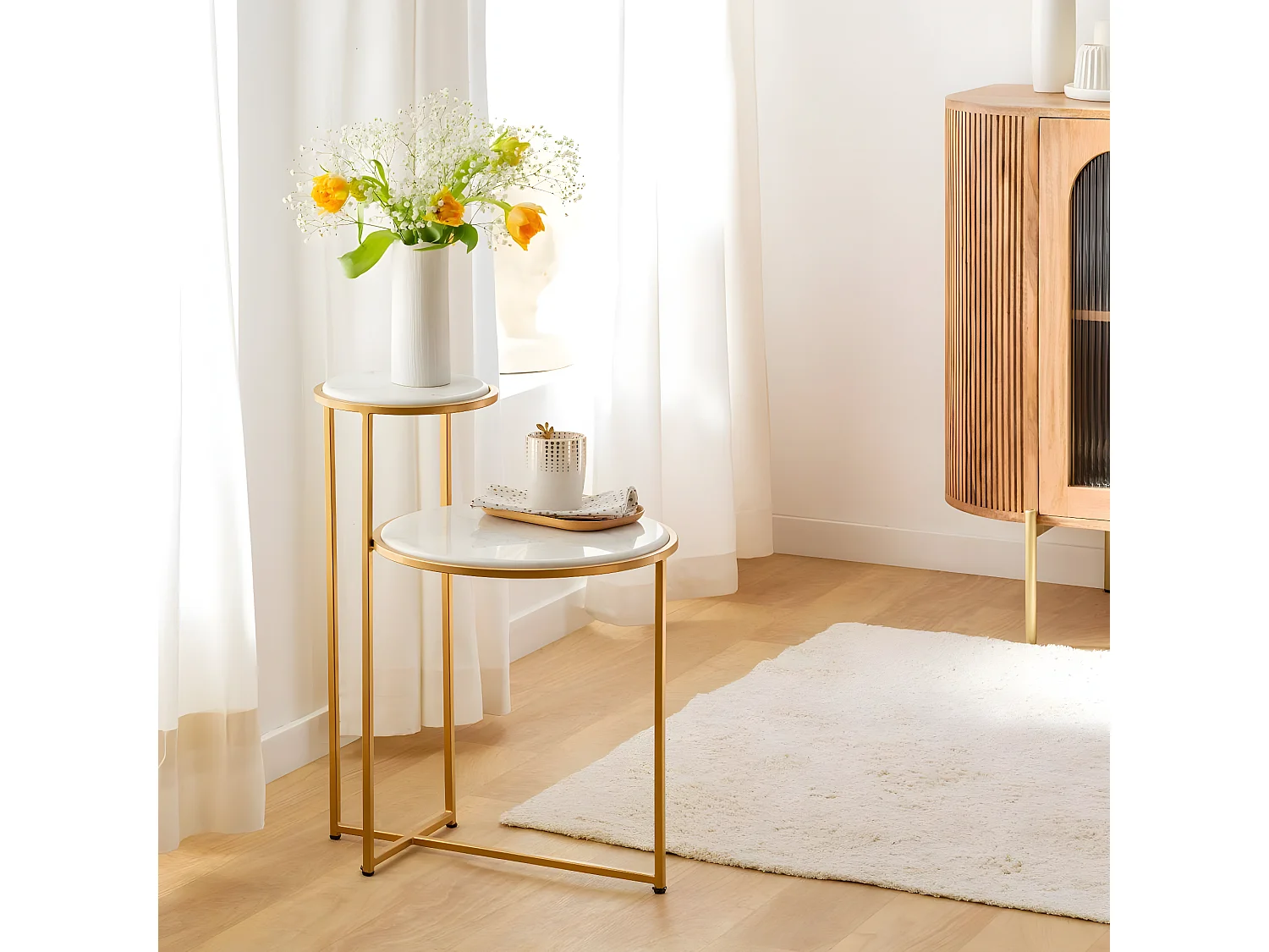 Bout de canapé en marbre Rosita