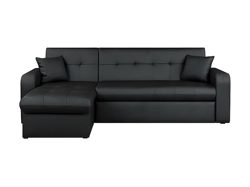 Ecksofa mit Stauraum 3-Sitzer - Schwarz Kunstleder - Zeitgenössischer Stil - L 235 x T 85 cm
