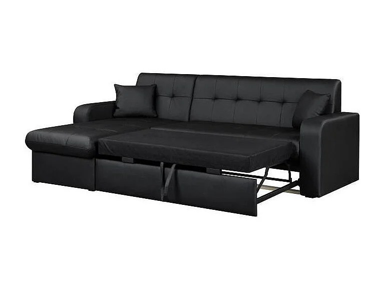 ROMAN Canape dangle reversible convertible 3 places + Coffre de rangement - Simili noir - Contemporain - L 235 x P 85 - 153 cm