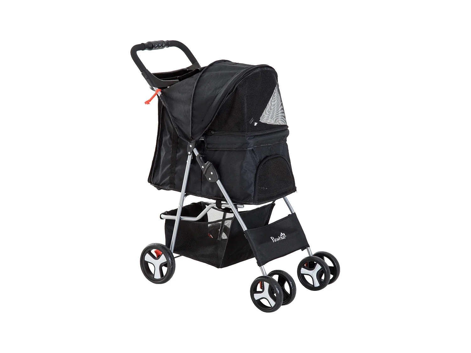 Poussette buggy pour chiens 75L x 46l x 94H cm pliable imperméable tissu 600D Oxford 4 roues noir
