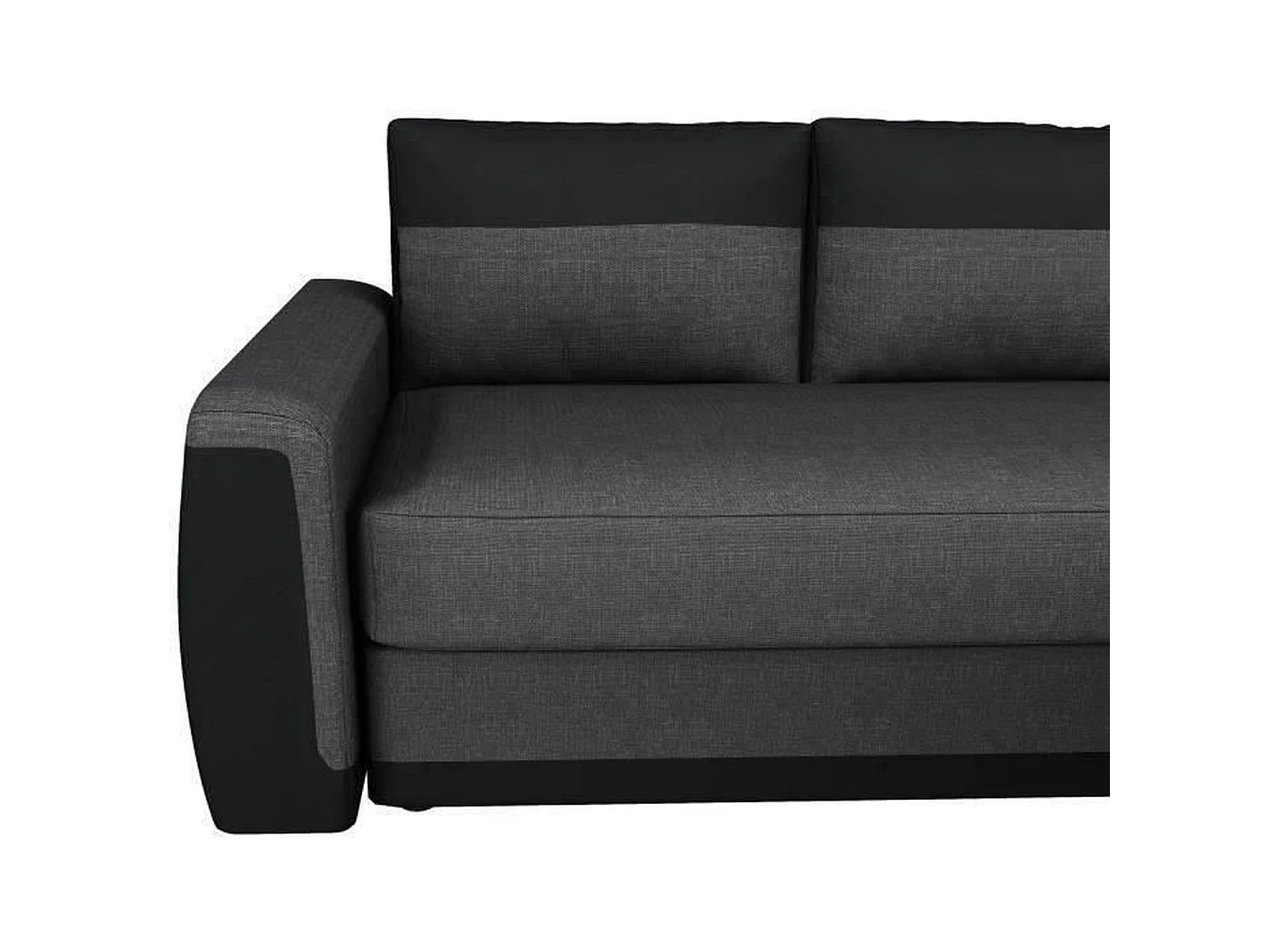 JAMES Canape dangle convertible 3 places + Coffre de rangement - Simili noir et tissu gris anthracite - L 230 x P 142 cm