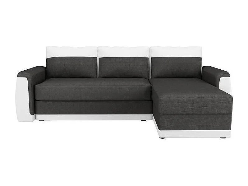 JAMES Canape dangle convertible 3 places + Coffre de rangement - Simili blanc et tissu gris anthracite - L 230 x P 142 cm