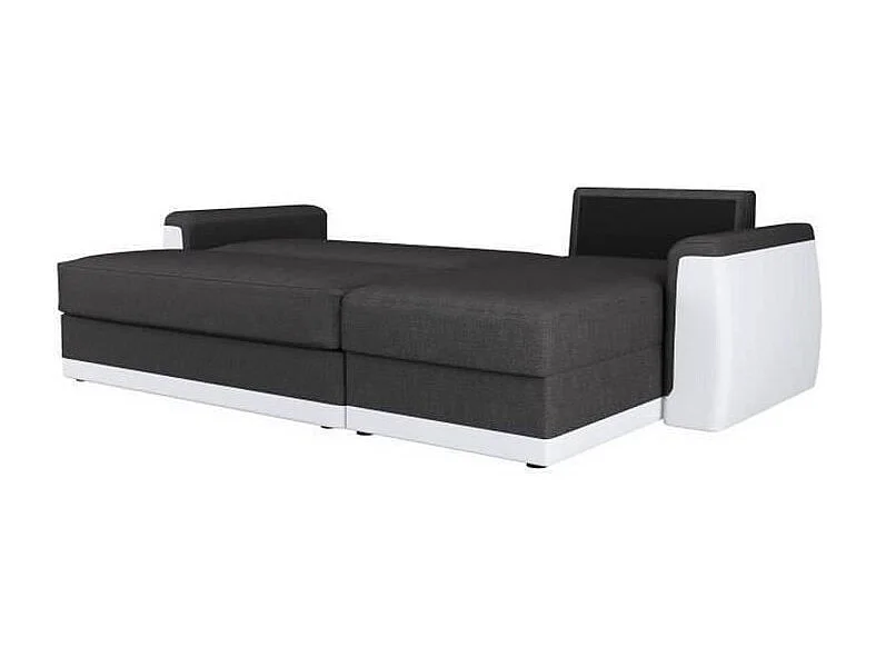 JAMES Canape dangle convertible 3 places + Coffre de rangement - Simili blanc et tissu gris anthracite - L 230 x P 142 cm