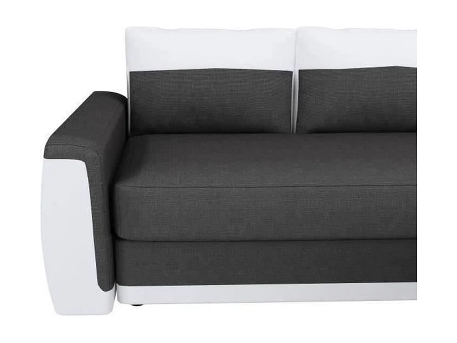 JAMES Canape dangle convertible 3 places + Coffre de rangement - Simili blanc et tissu gris anthracite - L 230 x P 142 cm