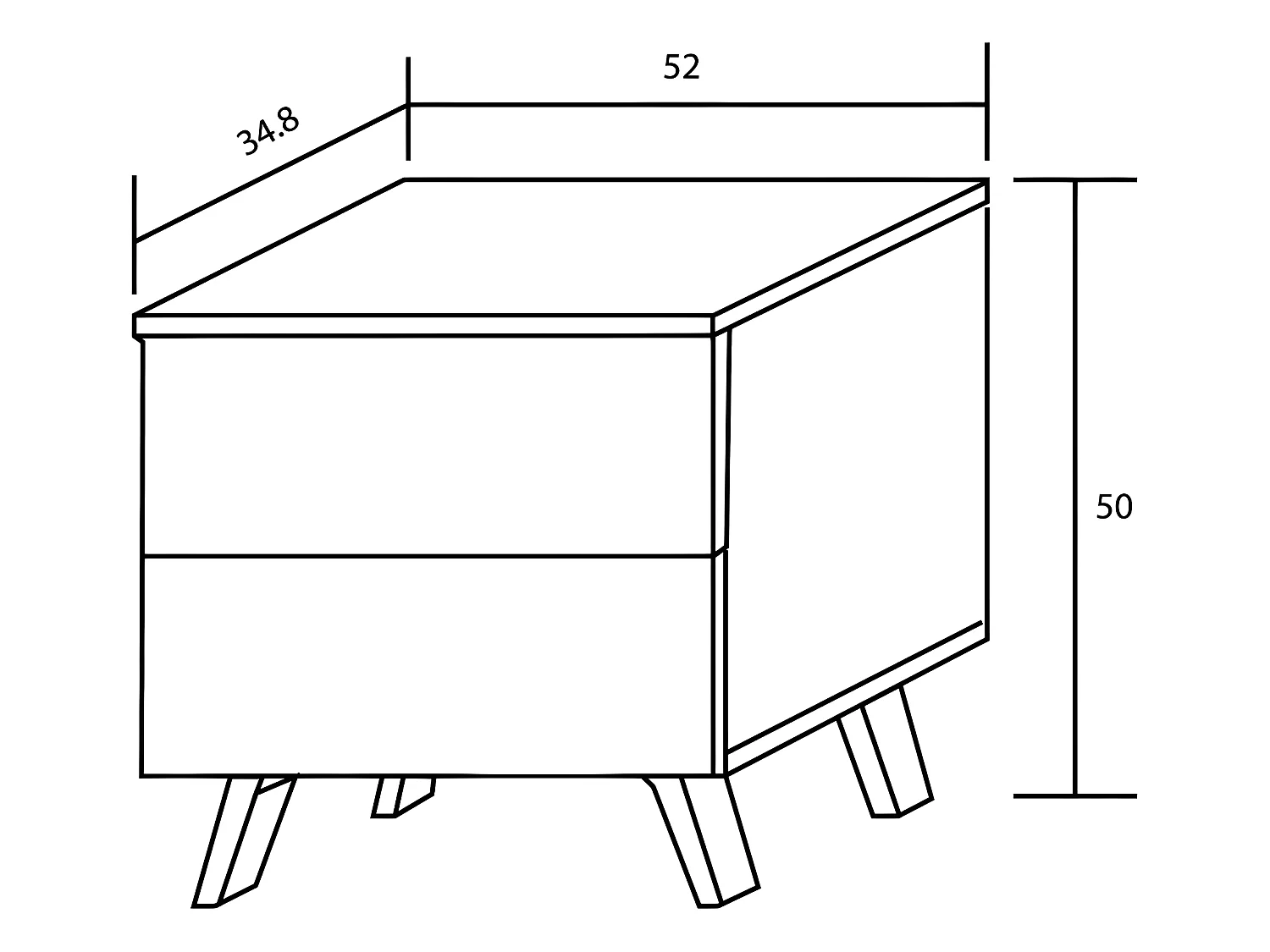 Table de chevet, table de nuit coloris chêne cambrian, graphite - Longueur 52 x Profondeur 34,80 x Hauteur 50 cm