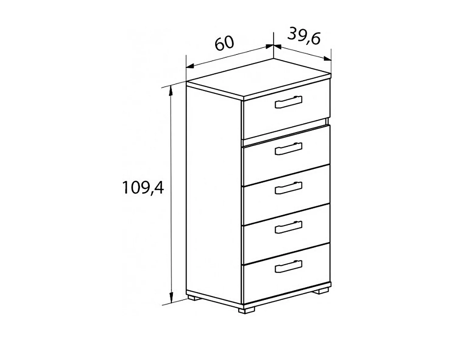 Chiffonnier commode meuble de rangement coloris chêne cambrian/graphite- Longueur 60 x Profondeur 39.6 x Hauteur 109.4 cm